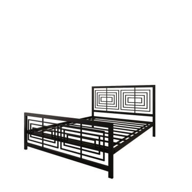 Imagem de Cama Casal Com Cabeceira Robusta Aço Ferro Metal Tamanho Queen 158x198 Cor Preto Mobbili Ca-06