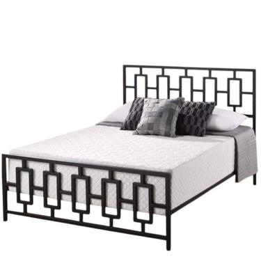Imagem de Cama Casal Com Cabeceira Robusta Aço Ferro Metal Tamanho Padrão 138x188 Cor Preto Estilo Industrial Mobbili Ca-01