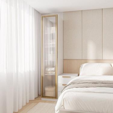 Imagem de Guarda-Roupa Modular 40cm 1 Porta Reflecta com Prateleiras Jade Cabecasa Madeiramadeira Branco