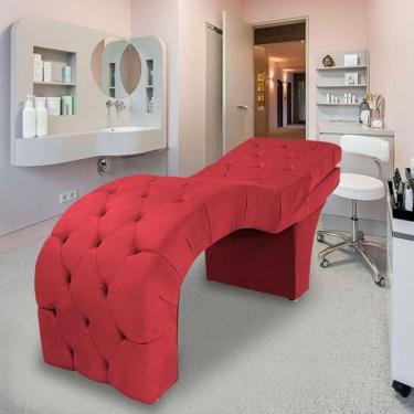 Imagem de Maca Estética Estofada Reclinável Ergonômica Veludo Vanessa Vermelho
