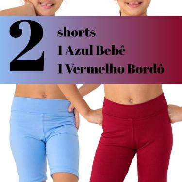 Imagem de Kit com 2 Shorts infantis- JinkingStore para meninas lisa básica, Azul