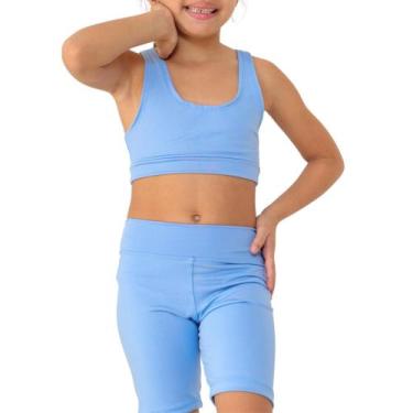 Imagem de Kit com 2 Shorts infantis- JinkingStore para meninas lisa básica, Azul
