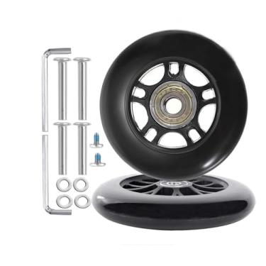 Imagem de BFLAEPUN Rodas de substituição de mala de bagagem 64 x 24 mm (2,25" x 0,95") rodas de skate em linha com rolamentos de 8 mm (0,31") kit de rodas giratórias silenciosas para malas de carrinho