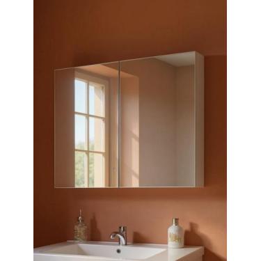 Imagem de Armário para Banheiro com Espelho 80cm Mdf Branco - On Móveis