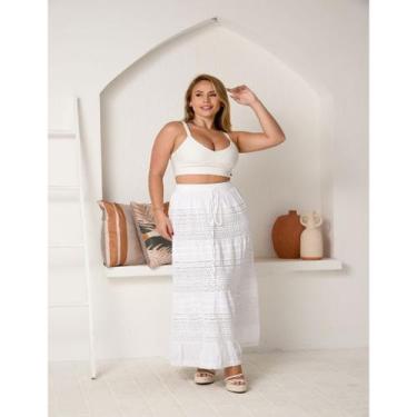 Imagem de Saia Indiana Longa Branca Com Detalhes Em Renda 229 - Deeyaa Indiana, 