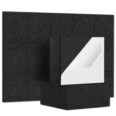 Imagem de TroyStudio 15 peças de painéis acústicos autoadesivos, telhas de revestimento de parede de 30,5 x 30,5 cm, painel de absorção de som, placas decorativas de amortecimento de eco reverberação para