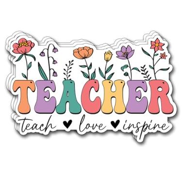 Imagem de (3 peças) Adesivo Teacher Teach Love Inspire, Decalques Inspiradores para Professores Decoram Livros Laptop Telefone Garrafas de Água Kindles Adesivos Copo Impermeável Vinil Decorar Adesivo 7,5 x 5,8