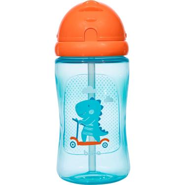 Imagem de Garrafa Infantil Com Canudo 400ml Dino Patinete Azul Buba