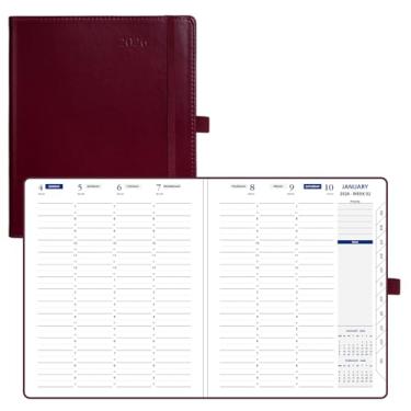 Imagem de POPRUN Agenda semanal 2026 (médio 17 x 21 cm), agenda de horários de 30 minutos (janeiro de 2026 a dezembro de 2026) com abas mensais, bolsos internos, suporte para caneta, capa macia de couro PU, 100