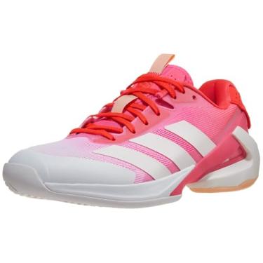 Imagem de adidas Tênis feminino Adizero Ubersonic 5, Rosa lúcido/champanhe metálico/vermelho lúcido, 40