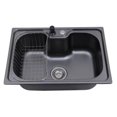 Imagem de Cuba Gourmet para Cozinha com Acessórios Aço Inox 201 Texturizado 42x60cm Preto Carajás