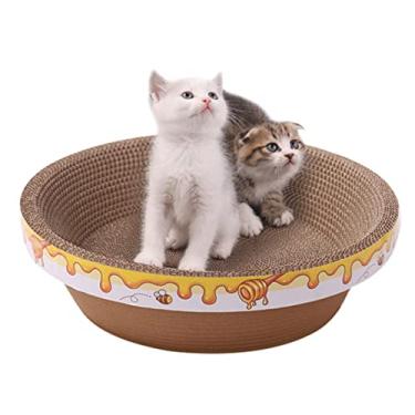 Imagem de Arranhador de Gato Oval, Almofada de Papelão Ondulado, Sofá-cama para Arranhar Gatos, Placa de Reciclagem Durável para Proteção de Móveis, Tigela para Arranhar Gatos