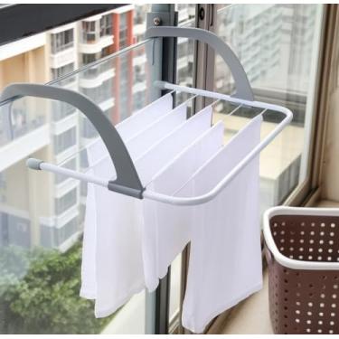 Imagem de Varal Portátil de Parede Para Apartamento – Secador De Roupas Dobrável Para Janela, Parede e Multiuso