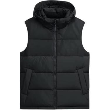 Imagem de Colete Puffer Colete Puffer Para Homens Colete Puffer De Inverno Jaquetas Sem Mangas Colete Com Capuz, Siyah, 3XL