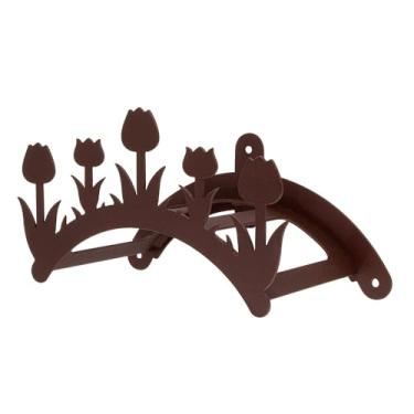 Imagem de Suporte de enrolar mangueira de jardim quintal suporte fixo na parede em aço modelo TULIPA(marrom)