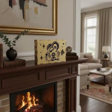 Imagem de Decoração Caixa Luminária Presente Criativo Mdf Led Sagrada Família Je