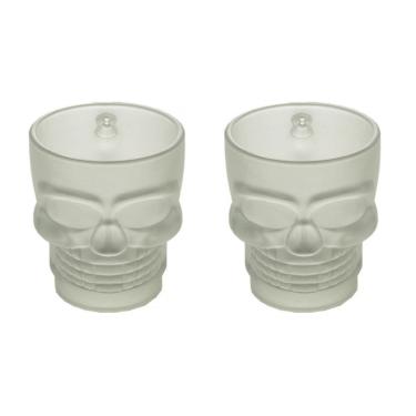 Imagem de Kit 2 Canecas Vidro Fosco Caveira Rock Chopp Cerveja 510Ml