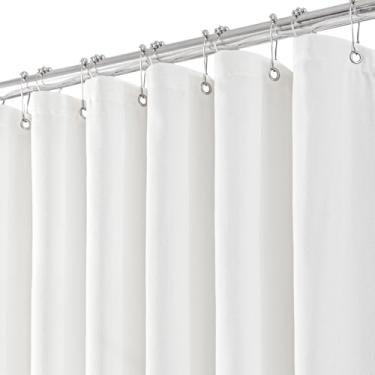 Imagem de Jolilight Cortina de chuveiro branca extralonga de 236 cm, cortinas de linho para banheiro, 182 x 236 cm, boho, casa de fazenda, repelente de água, cortinas de hotel extralongas 182 x 236 cm, cortinas