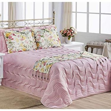 Imagem de Kit Colcha Queen 6 Peças Versatty Casaborda Rosa