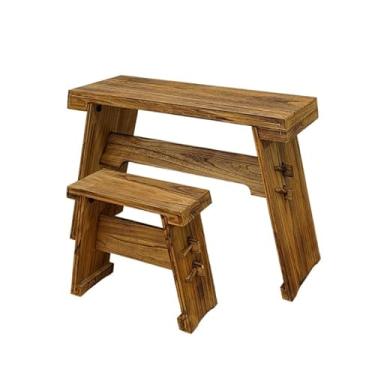 Imagem de Mesa de centro de design simples, mesa de canto de café para sala de estar, mesa antiga de Gu Qin, banco de madeira maciça, mesa portátil pequena, mesa de centro minimalista para sala de estar