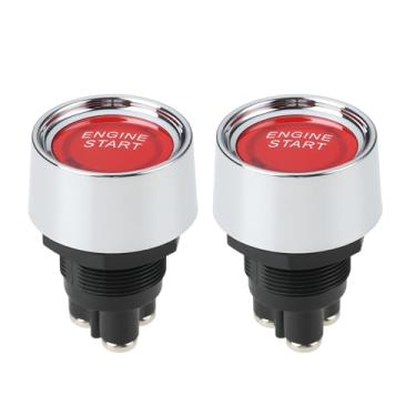 Imagem de ECSiNG Interruptor de ignição de partida de motor de carro com luz LED 12V-24V/50A compatível com Alfa Romeo compatível com Audi, vermelho