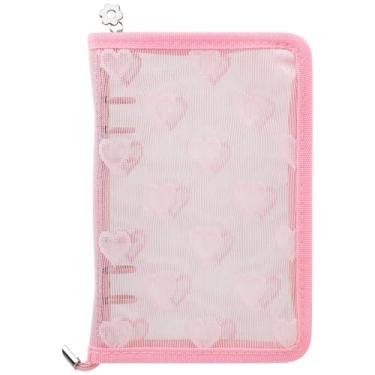 Imagem de Koqye Capa para fichário A5 Planner com zíper, capa de caderno de 6 anéis, carteira envelope para dinheiro, 6 anéis para diário, planejamento de orçamento (A6 - rosa)