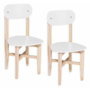 Imagem de Kit 2 Cadeiras Colorê Infantil Assento e Encosto Branco Base em Madeir