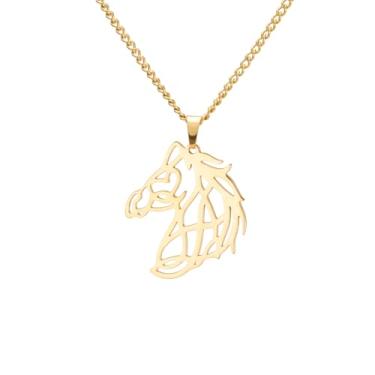 Imagem de kkjoy Colar de cavalo de aço inoxidável cabeça de cavalo pingente joias para mulheres homens natureza amantes de animais, Einstellbar, Aço inoxidável, Sem Pedra Preciosa
