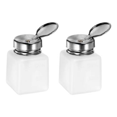 Imagem de 2 dispensadores de álcool solvente de 120 ml (113.4 g) Dispensador de líquido com tampa de aço inoxidável de vedação para removedor de esmalte de acetona, branco
