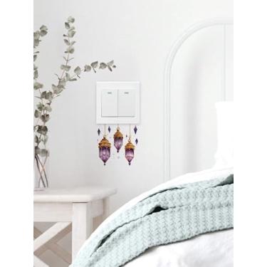 Imagem de 1 adesivo decorativo de parede adesivo de interruptor padrão de lanterna adesivo à prova d'água removível PVC sala de estar quarto banheiro decoração de parede adesivo interruptor