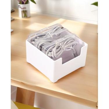 Imagem de Conjunto de caixa de armazenamento de cabos – Caixa organizadora pequena de joias com 3 bandejas para acessórios de casa, escritório e mesa