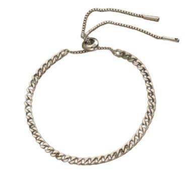 Imagem de Pulseira de hiphop/rock pulseira de aço inoxidável pulseiras de corrente de elos ajustáveis (prata)