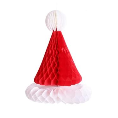 Imagem de Árvores de Natal de papel favo de mel 3D, decoração de mesa central para casa, festa, escritório, decoração de inverno - chapéu de Natal
