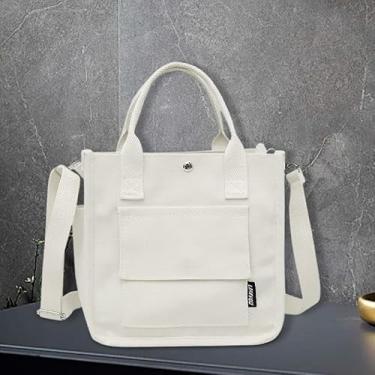 Imagem de Sacola branca grande para mulheres, bolsas de trabalho transversais com zíper e compartimentos, bolsas com bolsos e alça de ombro removível, para uso diário