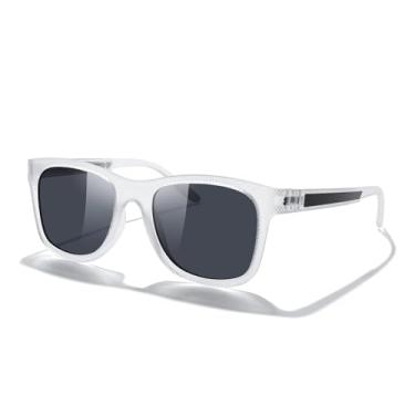 Imagem de Óculos de sol polarizados para amantes de óculos de sol leves TR90 armação quadrada para homens e mulheres, Armação Tra/dobradiça preta/lente preta, Lens Width: 51 Millimeters