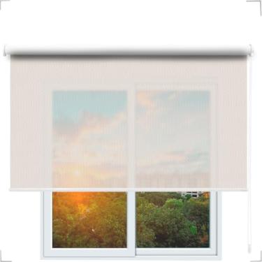 Imagem de Cortina Persiana Rolo Tela solar 1% (SEM BANDÔ) (Bege - Acabamento Branco, 1,70 (lar) X 1,90 (alt))