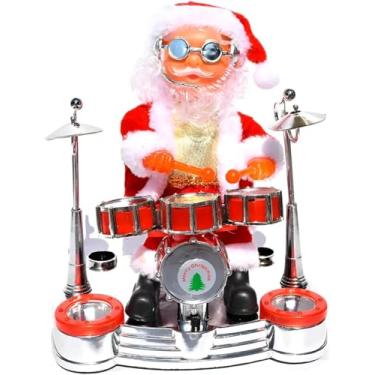 Imagem de Papai Noel Musical Baterista Decoração Natal Diversão