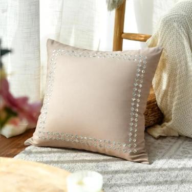 Imagem de Capa de almofada de veludo macia de cor sólida decorativa com zíper para sofá sofá cama cadeira sala de estar casa