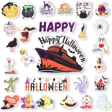 Imagem de 27 peças de ímãs de porta de cruzeiro de Halloween, decoração de porta de cruzeiro fantasma assustador de abóbora magnética Feliz Dia das Bruxas para decoração de carro geladeira cabine navio
