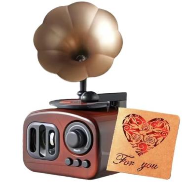 Imagem de DEFINEY Caixa de música de gramofone vintage com cartão em forma de coração, presente decorativo para mulheres, meninas, amantes de música