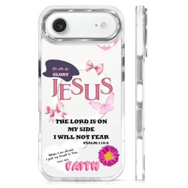 Imagem de OKBUOK Capa para iPhone 17 Air [compatível com Magsafe], capa magnética transparente de silicone à prova de choque com estampa de fita borboleta Jesus Faith