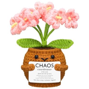 Imagem de 1 conjunto de presentes Chaos Coordenator para o Natal, presente de agradecimento, positivo, feito à mão, girassol, crochê com cartão, lembrancinha inspiradora de agradecimento aos funcionários para