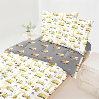 Imagem de Dearller Conjunto de edredom solteiro com zíper para meninos, caminhão, veículo, carro, solteiro, para meninos, tudo em um, zíper e crianças