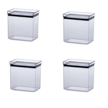 Imagem de Kit 4 Pote Hermético Lumini Retangular 1,300 ML Trasparente - Paramoun