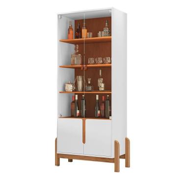 Imagem de Cristaleira Retrô Cherie Branco Cedro