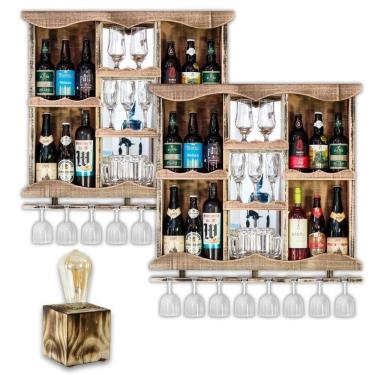 Imagem de Kit 2 Adegas Rústicas Delenha Decor + Luminária