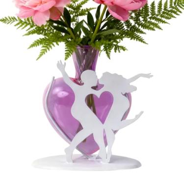 Imagem de Vaso de flores, suporte floral romântico em forma de coração | Vasos com suporte de casal dançando para decoração - para casa, sala de estar, cozinha, jantar, quarto, escritório, jardins, mesa de café
