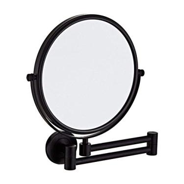 Imagem de KUYBTU Espelho de maquiagem montado na parede de 20 cm, espelho de banheiro dupla face premium com ampliação, rotação de 360 graus, braço extensível, sem luz, para penteadeira de banheiro, formato