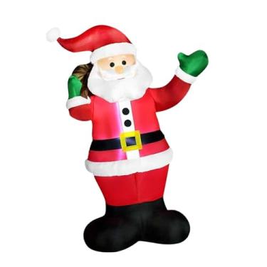 Imagem de Baoblaze Papai Noel inflável de 1,8 m para decoração de jardim, com luzes de LED embutidas. Ideal para decorar seu quintal em casa ou jardim durante as festas