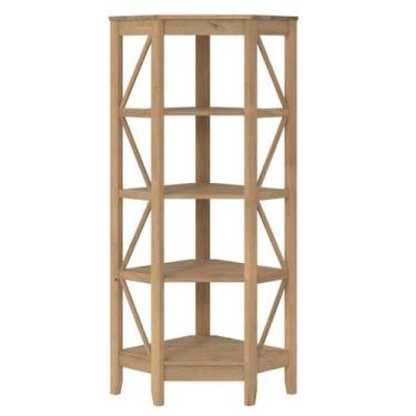 Imagem de Estante de Canto em Madeira Maciça com 4 Nichos Marrom Antique - Pense